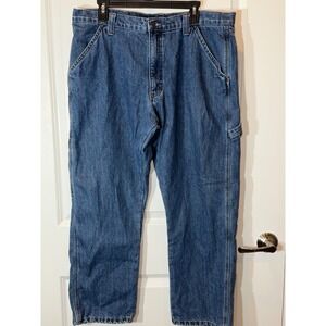 Wrangler Mens Fleece Lined Carpenter Jeans Blue Denim Work Pants 36x30 cargo